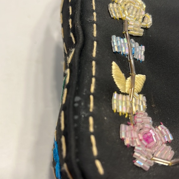 Black Purse with Beaded Embellishments. Pre owned - Picture 4 of 4